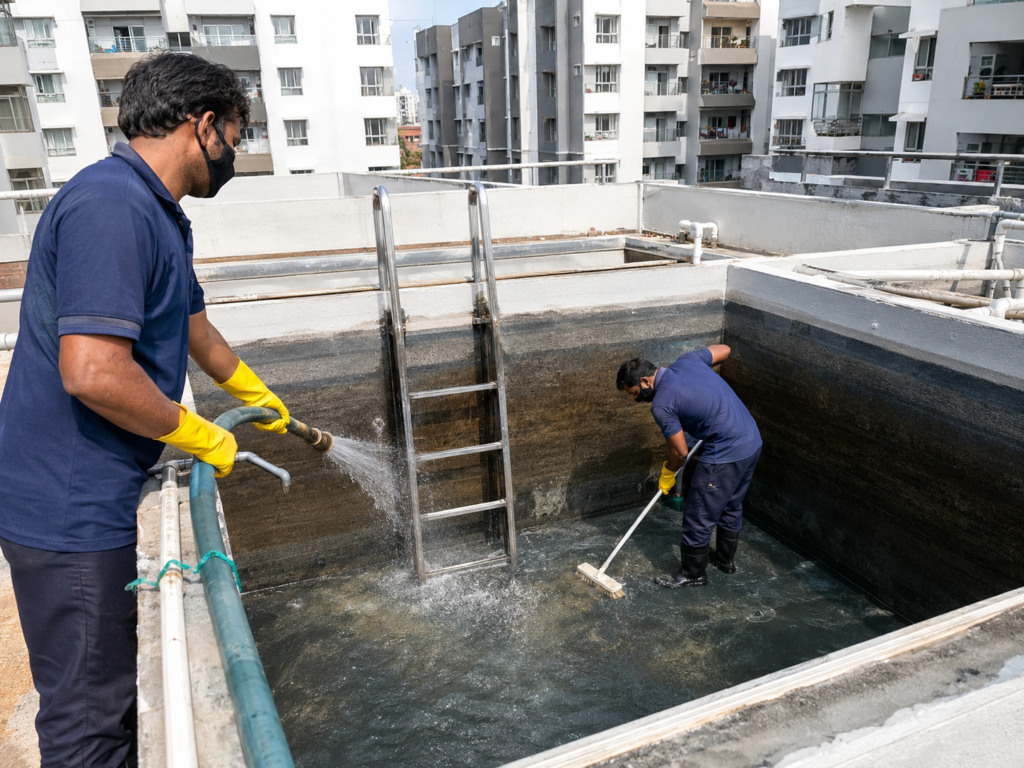 overhead tank cleaning